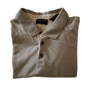 Grey and white stripe polo type shirt